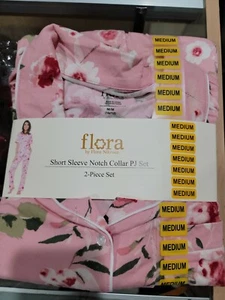 Flora Nikrooz Women's Short Sleeve Button Up Notch Collar Pajamas, 2 Piece Set - Picture 1 of 4