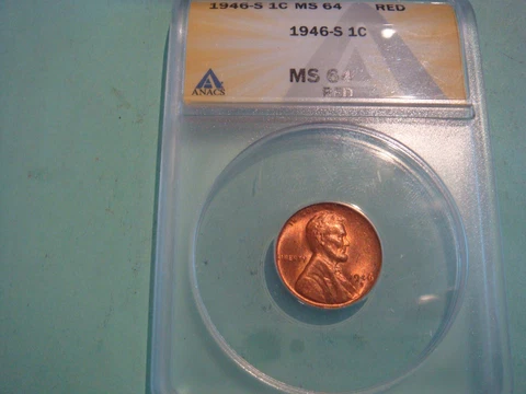 1946 S Lincoln Cent Red MS 64 Cover