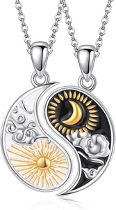 Yin Yang Matching Couples Pendant Necklace Gifts 925 Sterling Silver Jewelry - Picture 1 of 6