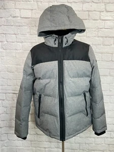 DKNY Mens Gray PUFFER Insulated Hooded Zip-Front Coat OVERCOAT Jacket 'L' - Picture 1 of 14
