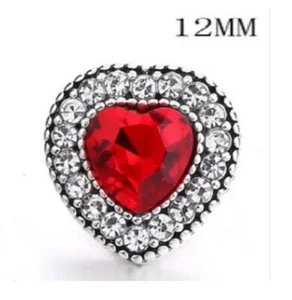 Mini Snap Jewelry Red Heart Rhinestone Love fits 12mm Petite Ginger Style Charm - Picture 1 of 2