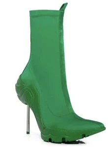 Botín de neopreno AZALEA WANG verde Wilber elástico metálico tacón de aguja talla 7,5 - Imagen 1 de 3