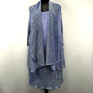 Vestido R&M Richards Mujer 20W Metálico Transparente Chaqueta Talla Grande Noche Fiesta EE. UU. - Imagen 1 de 13