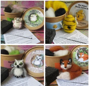 Needle Felting Kit Owl Hedgehog Fox Beehive Teddy Rabbit All in one Crafting - Picture 1 of 14