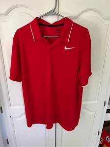 CAMISA POLO Nike Rojo Blanco Borde Golf Poli Grande L Tigre - Imagen 1 de 6