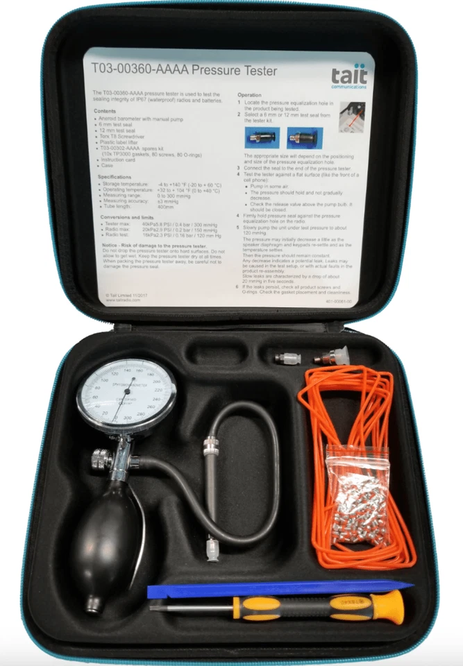 Kit Probador de Presión Tait para Radios y Baterías Impermeables IP67 | T03-00360-AAA Foto 1 de 1