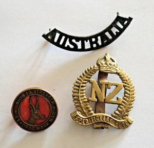 WW2 NEW ZEALAND CAP BADGE SOUTH AFRICA COLLAR BADGE AUSTRALIA SHOULDER TITLE #7 - Picture 1 of 3