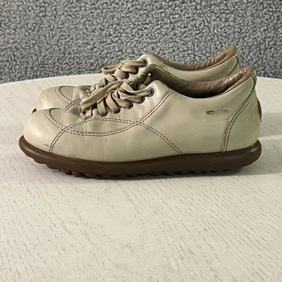 Zapatos Camper Mujer 37/7 Beige Cuero Pelotas Suela Burbuja Retro Tenis LEER Foto 1 de 4