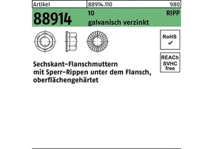 Reyher Sechskantflanschmutter R 88914 Sperr-Ripp M 16 10 galvanisch verzinkt - Bild 1 von 1
