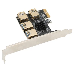 PCIE 1 To 4 Riser Card 4 USB 3.0 Ports Plug In Design X4 X8 X16 Graphics Inte CB - Afbeelding 1 van 23