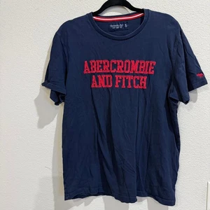 T-shirt maglietta Abercrombie & Fitch uomo XL morbida A&F blu rosso logo - Foto 1 di 8