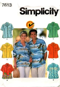 Simplicity 7613 Shirt Herren Misses Unisex Schnittmuster ungeschnitten Größe XS S M - Bild 1 von 2