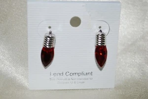 Red Christmas Light Stud Earrings Xmas Santa Claus Holiday Rudolph Tree Star - Picture 1 of 2