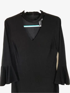 Frank Lyman Black V-Neck Choker Neck Dress Jersey Knit 2017 Size 10 Style 175021 - Picture 1 of 7