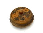 Vintage Hand Carved Round Wooden Lidded Box Trinket Box