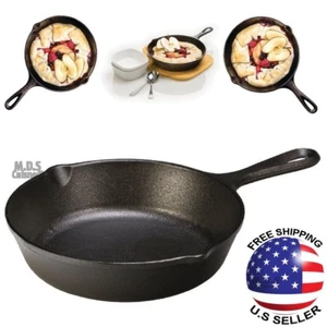 Cast Iron 8" Inch Pre Seasoned Fry Pan Skillet Camping Heavy Duty NEW - Picture 1 of 7