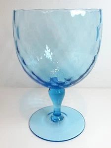 Copa Empoli Italiana Vidrio Soplado 8" Vintage Diamante Óptico Azul Claro Azul Claro - Imagen 1 de 6