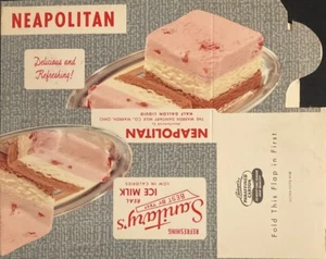 1960s Sanitary's Ice Cream 1/2 Gallon Container Superb Colors & Ice Cream Photos - Picture 1 of 2