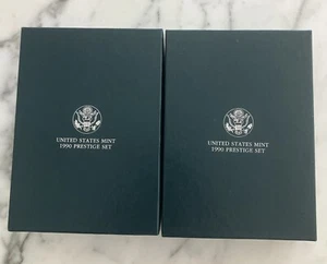 (2) 1990 US Mint Prestige Proof Set 90% Silver Dollar Box & COA - Picture 1 of 7
