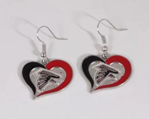 Atlanta Falcons Swirl Heart Earrings Ear Rings Football Team Fan Gift Logo - Picture 1 of 1