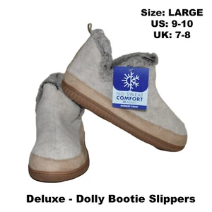 Zapatillas botín de fieltro Dolly Dearfoams Dluxe para mujer color topo grande talla EE. UU. 09-10 - Imagen 1 de 12