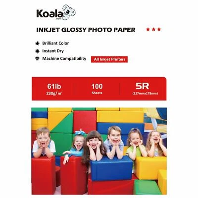 100 Sheet Koala Photo Paper 5x7 Premium Glossy Inkjet Printer 230g 61lb HP Epson - Image 1 of 4