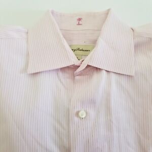 Tommy Bahama Pink Stripe Long Sleeve Button Front Dress Shirt 16 32/33