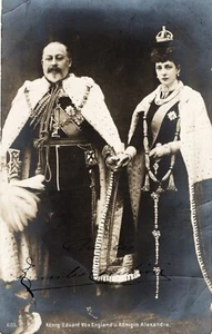 ROYALTY POSTCARD KONIG EDUARD VII ENGLAND KONIGIN ALEXANDRA VIAGGIATA 1906 - Picture 1 of 2