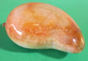 Vintage Polished Alabaster/Onyx Marble Stone Paperweight Fruit - Mango/Papaya? - Picture 1 of 8