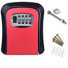 (Red)Key Box Wall Mounted 4 Digit Aluminum Alloy Safe Key Lock Box For