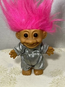 Troll Doll Space Silver Outfit Toy Collection Hard Body Russ Vintage Fuchsia 4" - Picture 1 of 6