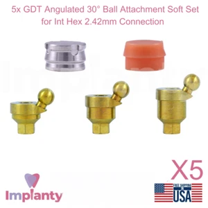 5x Dental abgewinkelt 30° Kugelaufsatz weiches Silikon Set Titan Int Sechskant 2,42 - Bild 1 von 11
