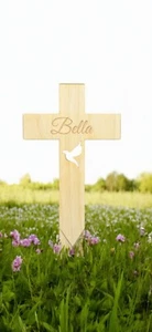 Holzkreuz Bella Kleintier Hund Katze Hamster Kreuz Tierbestattung Personalisiert - Bild 1 von 3