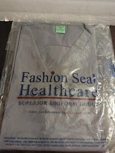 Fashion Seal Healthcare Scrub Top, Gray V-Neck, Short Sleeve Women's SZ XS - NEW - Foto 1 di 9