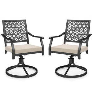 2 Pieces Outdoor Swivel Chairs Patio Dining Chairs w/ Padded Cushions High Back - Picture 1 of 10