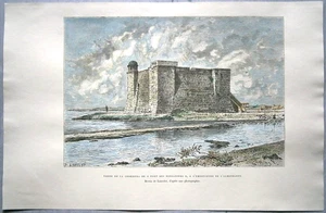 1891 Reclus print TORREON DE LA CHORRERA & MOUTH OF ALMENDARES, HAVANA, CUBA #57 - Picture 1 of 1
