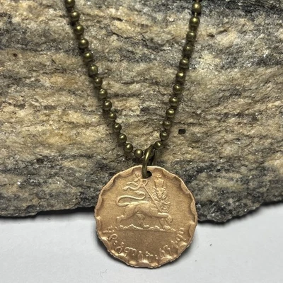 Raro colgante de moneda de 25 centavos Etiopía 1944 🔥 León de Judá.  🎁 ¡Historial de desgaste! #3 Foto 1 de 4