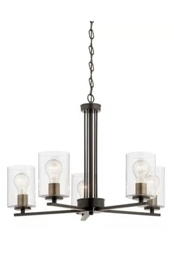 Lámpara de araña Fontella 24" W 5 luces de Kichler acabado bronce antiguo Foto 1 de 4