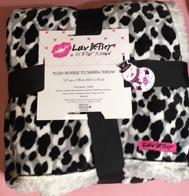 BETSEY JOHNSON LEOPARD PRINT SHERPA Ultra Soft Plush THROW BLANKET 50”x70” NWT - Image 1 of 3