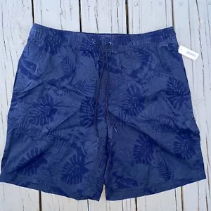 Casual Mens Shorts Large Blue Golf Hawaiian Palm Trees Beach Drawstring Vacation - Picture 1 of 8