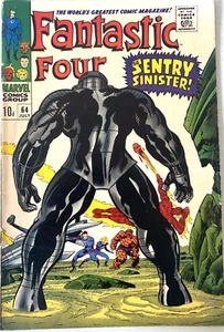 FANTASTIC FOUR. 64. 1ST SERIES. KEY 1ST INTERGALACTIC SENTRY. JACK KIRBY. FN/VFN - Picture 1 of 7