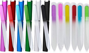 12 Pack Glass Nail Files with Case Crystal Glass Fingernail Files Double Sided