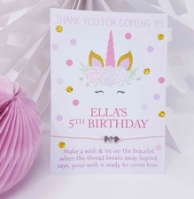 Personalizzato Unicorno Wish Braccialetti Compleanno Ragazze Sacchetti Sorpresa