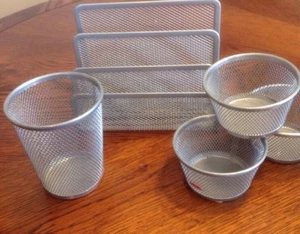 5 Piece Wire Mesh Desk Organizer Set – Silver Office Desk Organizers for Wome... - Picture 1 of 2