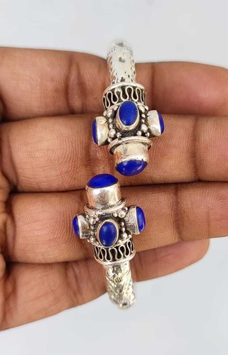 VALENTINO Bracciale Polsino Argento Sterling 925 Lapislazzuli Naturale Lapislazzuli Kada Love Gift