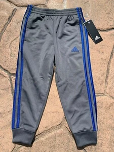 adidas Boys 3 Stripe Athletic Jogger Sweatpants Grey Size 4 - Picture 1 of 3