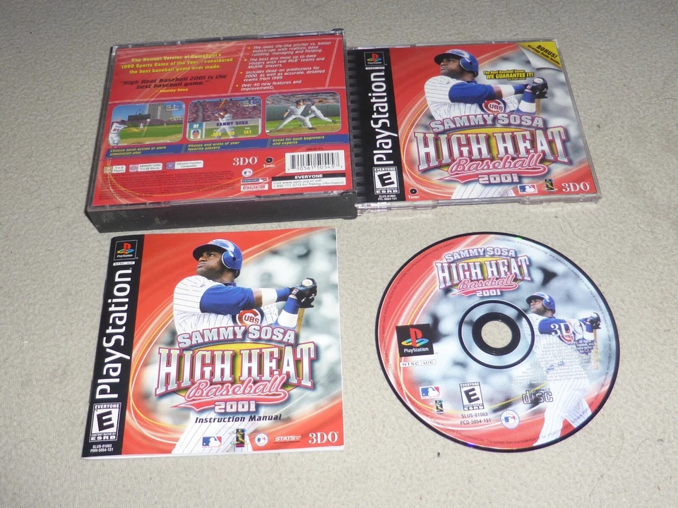 PLAYSTATION PS1 GAME SAMMY SOSA HIGH HEAT BASEBALL 2001 BLACK LABEL SONY 3DO - Image 1 of 1