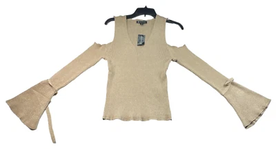 Suéter International Concepts Mujer Talla Grande Dorado Hombro Frío Nuevo Foto 1 de 4