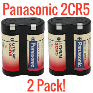 2 Pack Panasonic 6V 2CR5 Photo Lithium Battery Black New DL45, KL2CR5, 5032LC