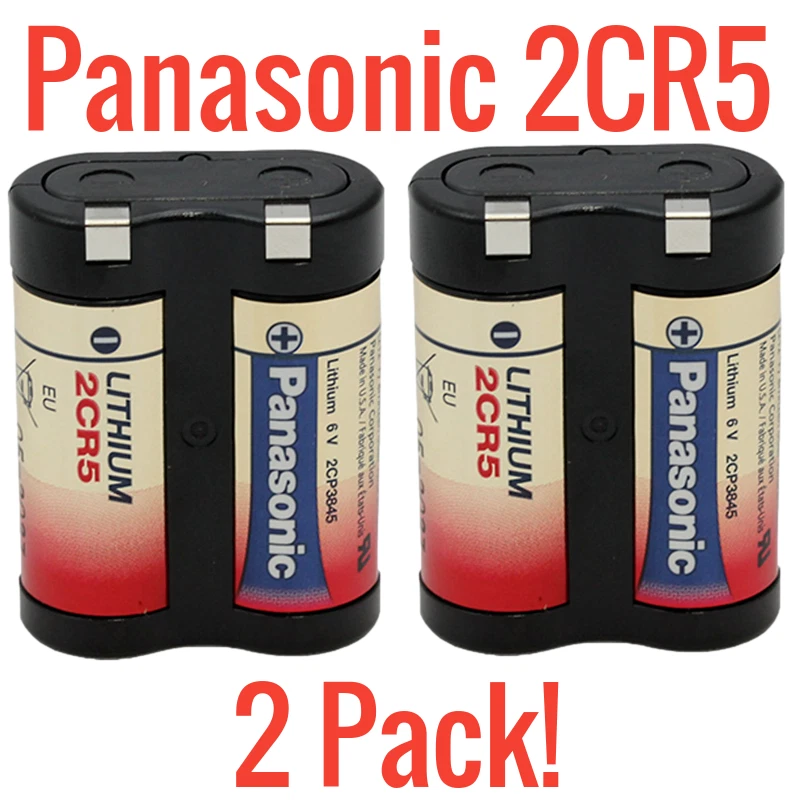 Paquete de 2 baterías de litio fotográficas Panasonic 6V 2CR5 negras nuevas DL45, KL2CR5, 5032LC Foto 1 de 1